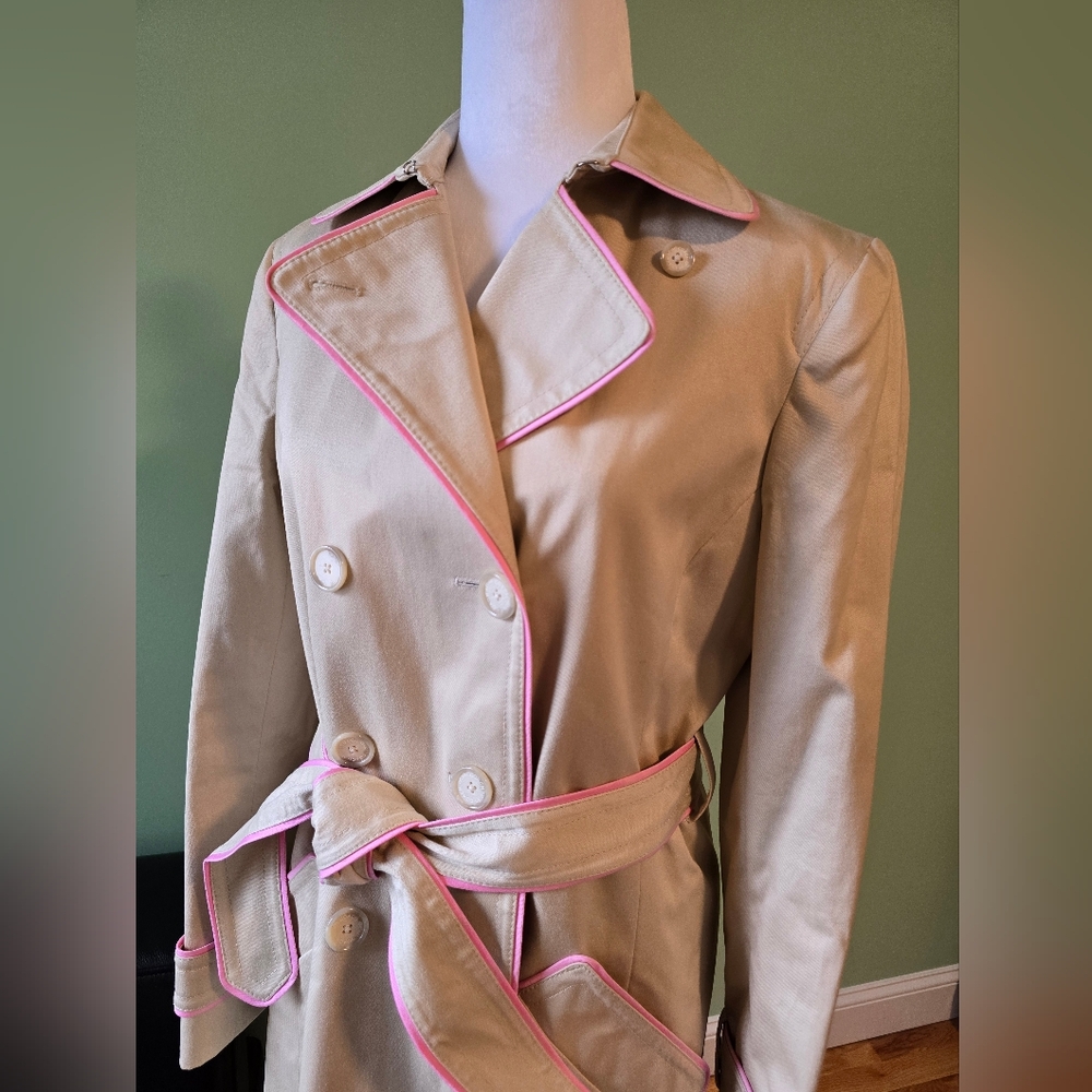 Coach Beige Trench Coat with Pink Accents - Picture 4 of 12